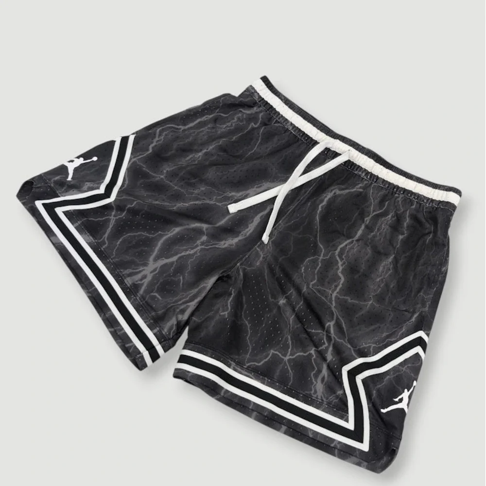 Jordan Diamond Printed Sport Shorts Mens 2XL Black Lightning Mesh Basketball